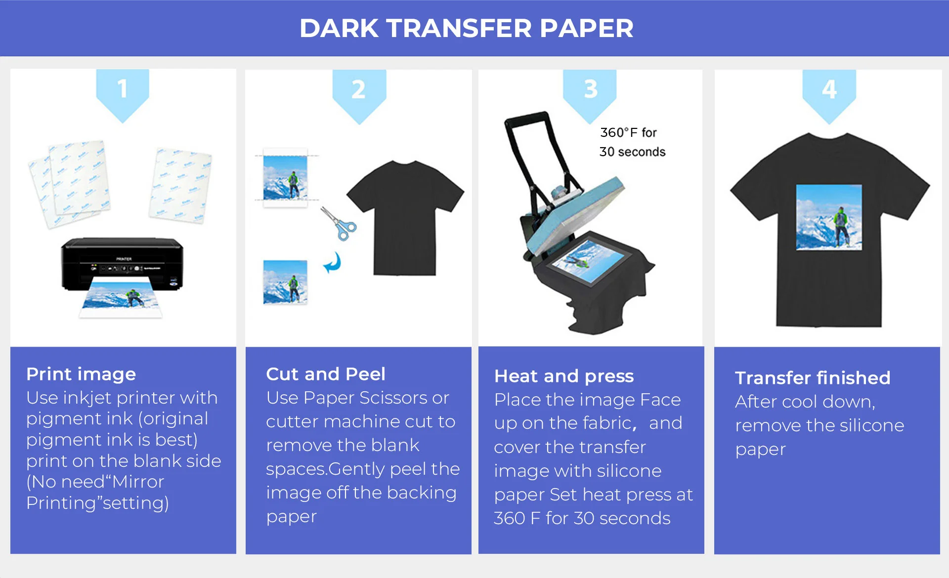 transfer paper for black t shirt process