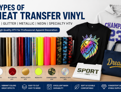 types of heat transfer vinyl including PU glitter metallic and specialty HTV