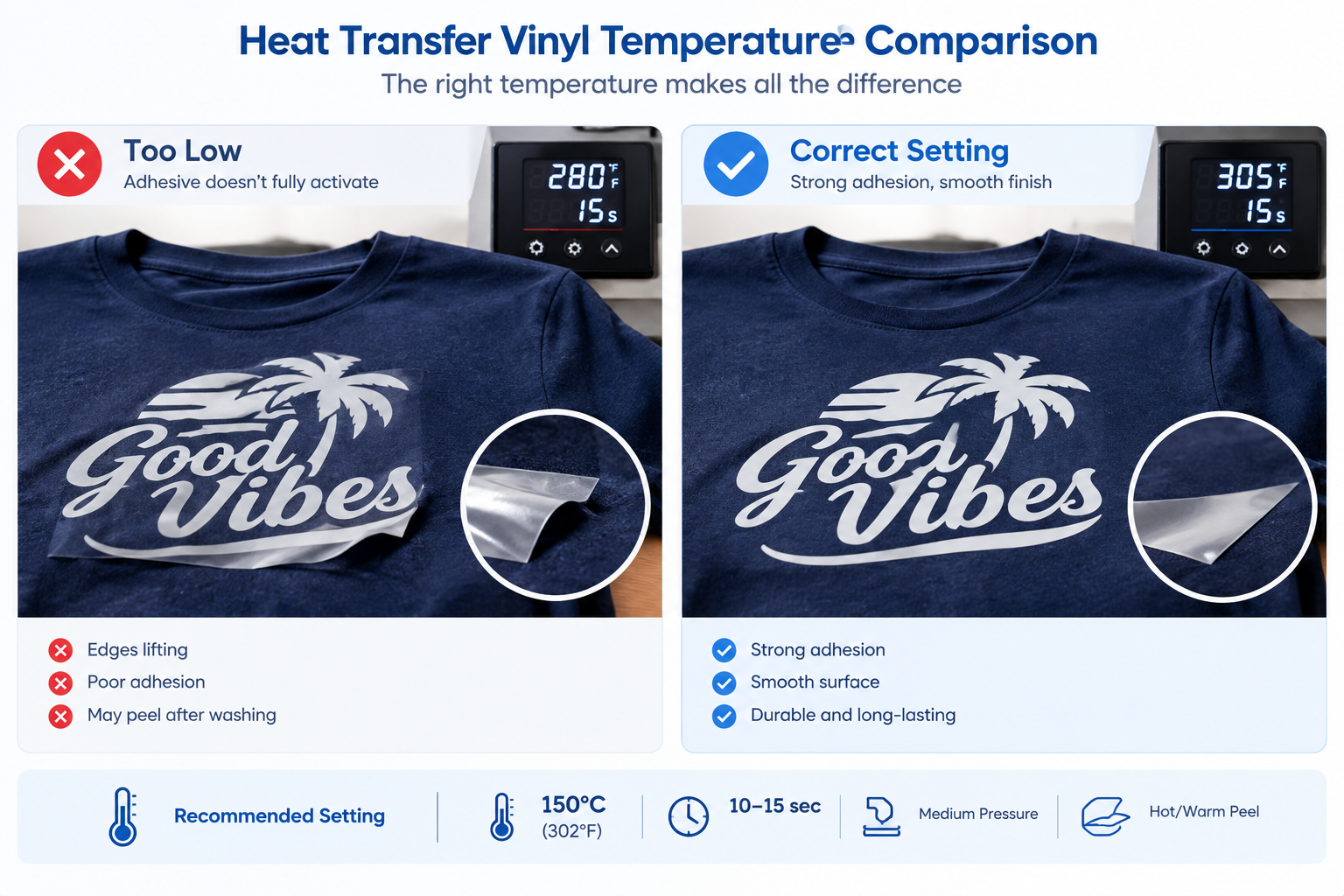 heat transfer vinyl temperature comparison