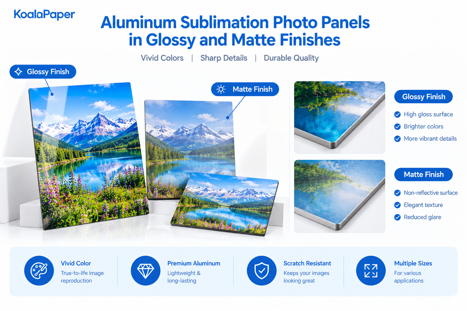 Glossy and Matte Aluminum Photo Panels